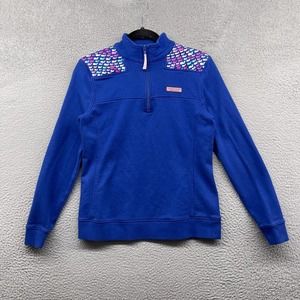 Vineyard Vines Womens Sweater Blue Knit Long Sleeve Mock Neck 1/2 Zip Size S